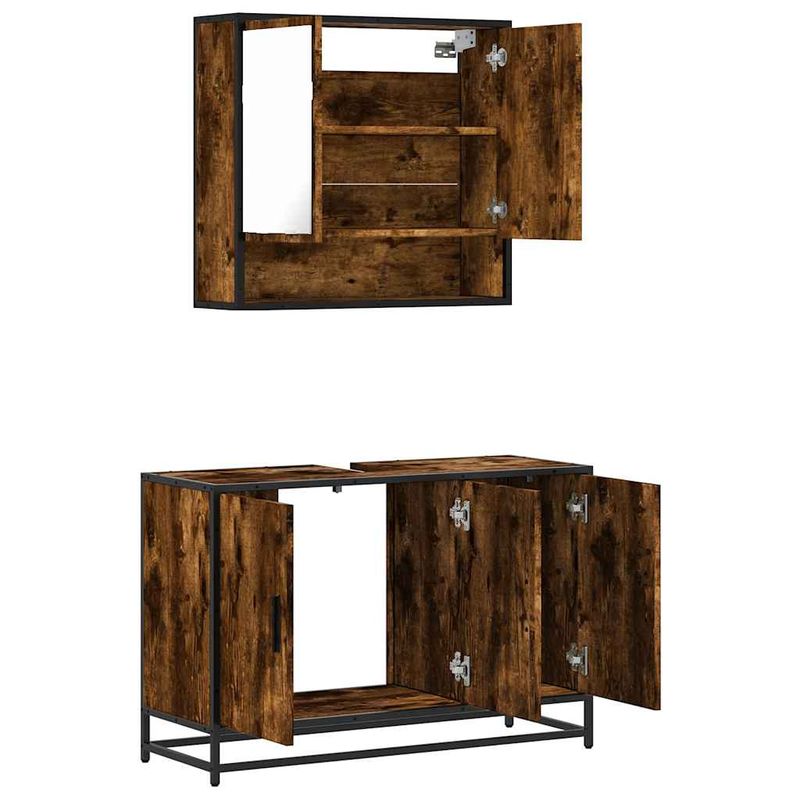 Casa si Gradina - Mobilier - Seturi de mobilier - Seturi baie - Set mobilier de baie, 2 piese, stejar fumuriu, lemn prelucrat - Infinity.ro