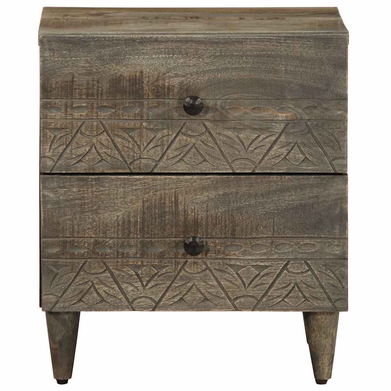 Casa si Gradina - Mobilier - Comode si corpuri - Noptiere - Noptiera gri deschis 40x33x46 cm lemn masiv de mango - Infinity.ro
