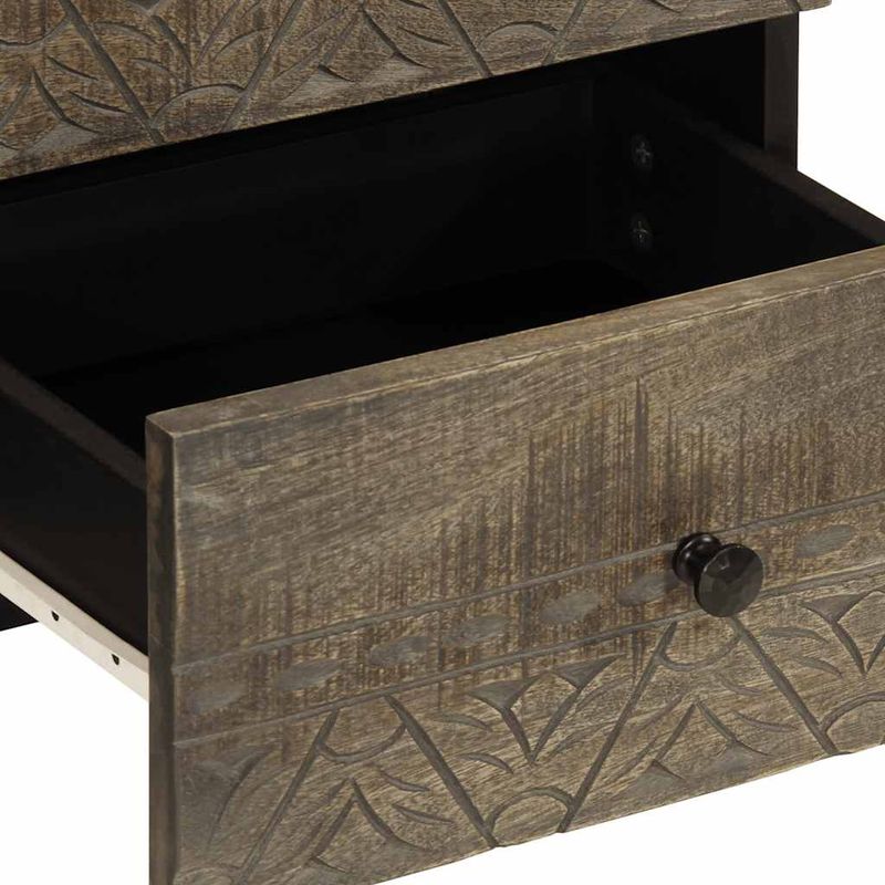Casa si Gradina - Mobilier - Comode si corpuri - Noptiere - Noptiera gri deschis 40x33x46 cm lemn masiv de mango - Infinity.ro