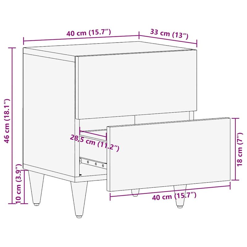 Casa si Gradina - Mobilier - Comode si corpuri - Noptiere - Noptiera gri deschis 40x33x46 cm lemn masiv de mango - Infinity.ro