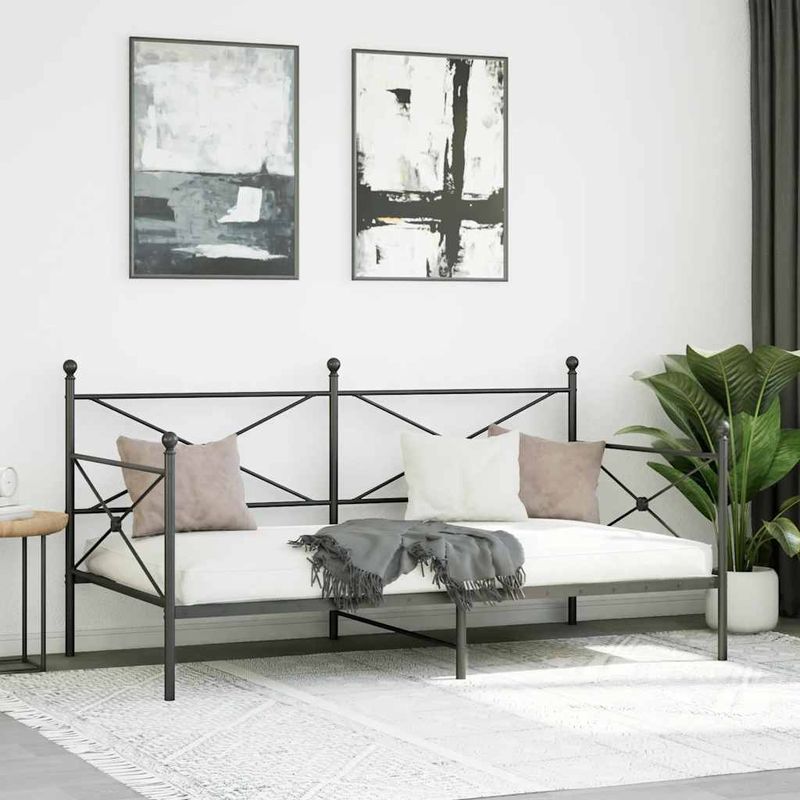 Casa si Gradina - Mobilier - Paturi si accesorii - Paturi - Pat de zi fara saltea Negru 107x203 cm Otel - Infinity.ro