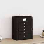 Casa si Gradina - Sanitare - Suporturi si accesorii baie - Accesorii baie - Cutie de bijuterii cu 6 straturi cu oglinda incuiata neagra - Infinity.ro