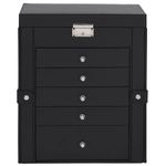 Casa si Gradina - Sanitare - Suporturi si accesorii baie - Accesorii baie - Cutie de bijuterii cu 6 straturi cu oglinda incuiata neagra - Infinity.ro