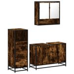 Casa si Gradina - Mobilier - Seturi de mobilier - Seturi baie - Set mobilier de baie, 3 piese, stejar fumuriu, lemn prelucrat - Infinity.ro