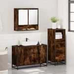 Casa si Gradina - Mobilier - Seturi de mobilier - Seturi baie - Set mobilier de baie, 3 piese, stejar fumuriu, lemn prelucrat - Infinity.ro