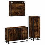 Casa si Gradina - Mobilier - Seturi de mobilier - Seturi baie - Set mobilier de baie, 3 piese, stejar fumuriu, lemn prelucrat - Infinity.ro