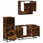 Casa si Gradina - Mobilier - Seturi de mobilier - Seturi baie - Set mobilier de baie, 3 piese, stejar fumuriu, lemn prelucrat - Infinity.ro