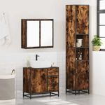 Casa si Gradina - Mobilier - Seturi de mobilier - Seturi baie - Set mobilier de baie, 3 piese, stejar fumuriu, lemn prelucrat - Infinity.ro