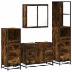 Casa si Gradina - Mobilier - Seturi de mobilier - Seturi baie - Set de mobilier de baie 4 piese Lemn prelucrat de stejar afumat - Infinity.ro