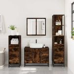 Casa si Gradina - Mobilier - Seturi de mobilier - Seturi baie - Set de mobilier de baie 4 piese Lemn prelucrat de stejar afumat - Infinity.ro