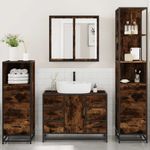 Casa si Gradina - Mobilier - Seturi de mobilier - Seturi baie - Set de mobilier de baie 4 piese Lemn prelucrat de stejar afumat - Infinity.ro