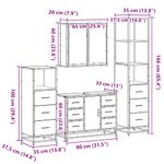 Casa si Gradina - Mobilier - Seturi de mobilier - Seturi baie - Set de mobilier de baie 4 piese Lemn prelucrat de stejar afumat - Infinity.ro