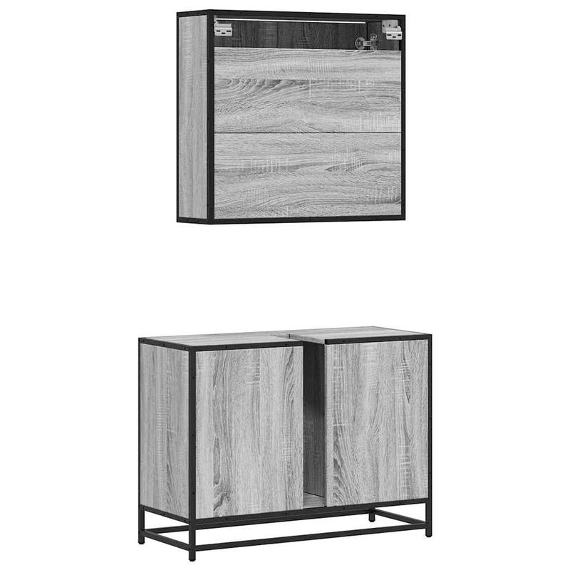Casa si Gradina - Mobilier - Seturi de mobilier - Seturi baie - Set mobilier de baie, 2 piese, gri sonoma, lemn prelucrat - Infinity.ro