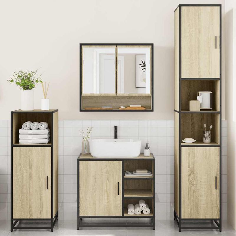 Casa si Gradina - Mobilier - Seturi de mobilier - Seturi baie - Set de mobilier de baie din 4 piese din lemn de stejar Sonoma - Infinity.ro