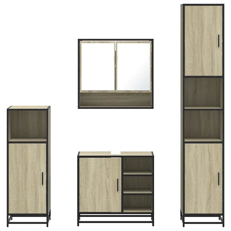 Casa si Gradina - Mobilier - Seturi de mobilier - Seturi baie - Set de mobilier de baie din 4 piese din lemn de stejar Sonoma - Infinity.ro