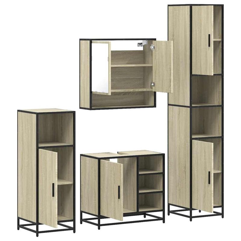 Casa si Gradina - Mobilier - Seturi de mobilier - Seturi baie - Set de mobilier de baie din 4 piese din lemn de stejar Sonoma - Infinity.ro