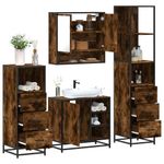 Casa si Gradina - Mobilier - Seturi de mobilier - Seturi baie - Set de mobilier de baie 4 piese Lemn prelucrat de stejar afumat - Infinity.ro