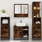Casa si Gradina - Mobilier - Seturi de mobilier - Seturi baie - Set de mobilier de baie 4 piese Lemn prelucrat de stejar afumat - Infinity.ro