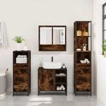 Casa si Gradina - Mobilier - Seturi de mobilier - Seturi baie - Set de mobilier de baie 4 piese Lemn prelucrat de stejar afumat - Infinity.ro
