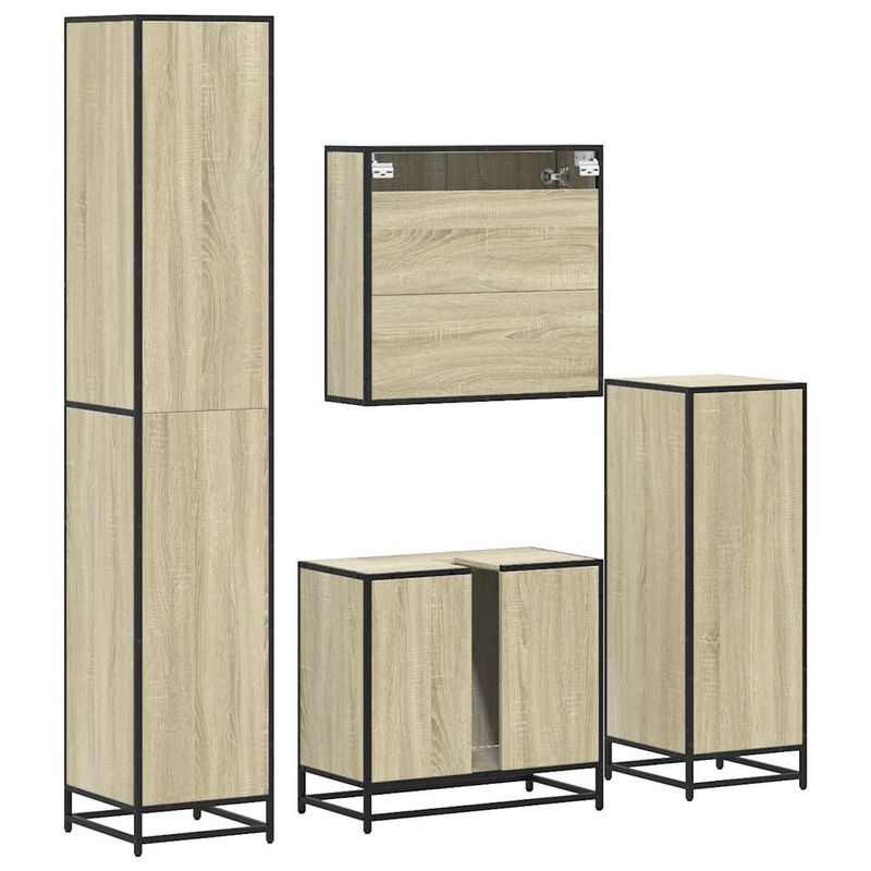 Casa si Gradina - Mobilier - Seturi de mobilier - Seturi baie - Set de mobilier de baie din 4 piese din lemn de stejar Sonoma - Infinity.ro
