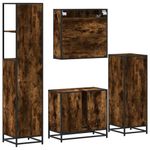 Casa si Gradina - Mobilier - Seturi de mobilier - Seturi baie - Set de mobilier de baie 4 piese Lemn prelucrat de stejar afumat - Infinity.ro