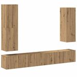 Casa si Gradina - Mobilier - Seturi de mobilier - Seturi living - Set dulap TV 4 piese montat pe perete Stejar artizanal - Infinity.ro
