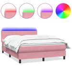Casa si Gradina - Mobilier - Paturi si accesorii - Paturi - Pat box spring cu saltea, roz, 140x220 cm, catifea - Infinity.ro