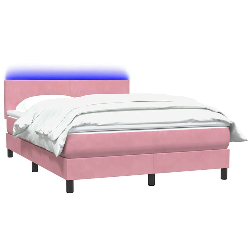 Casa si Gradina - Mobilier - Paturi si accesorii - Paturi - Pat box spring cu saltea, roz, 140x220 cm, catifea - Infinity.ro