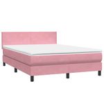 Casa si Gradina - Mobilier - Paturi si accesorii - Paturi - Pat box spring cu saltea, roz, 140x220 cm, catifea - Infinity.ro