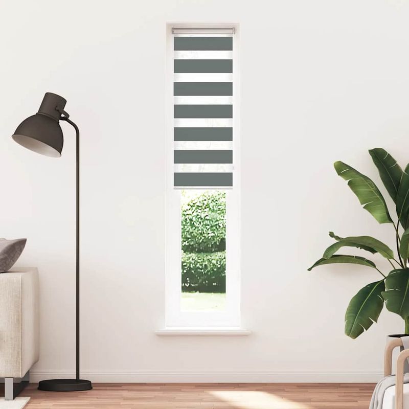 Casa si Gradina - Textile si covoare - Rulouri si jaluzele - Jaluzea tip zebra gri inchis latime tesatura 40,9 cm poliester, mărime 45x200 cm - Infinity.ro