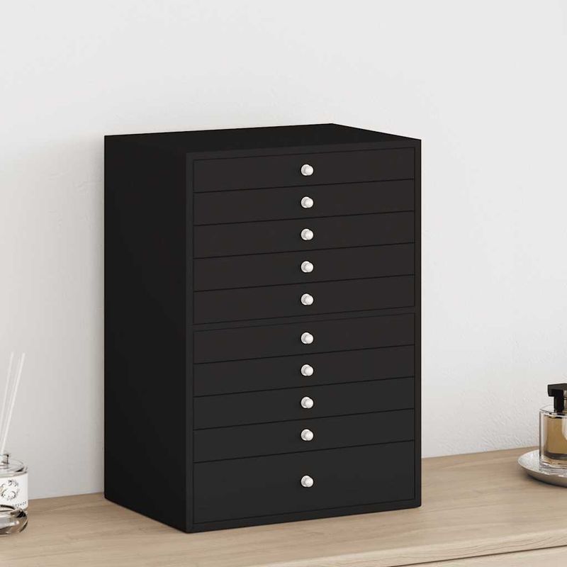 Casa si Gradina - Sanitare - Suporturi si accesorii baie - Accesorii baie - Cutie de bijuterii 10 straturi cu suport pentru ceasuri negru - Infinity.ro