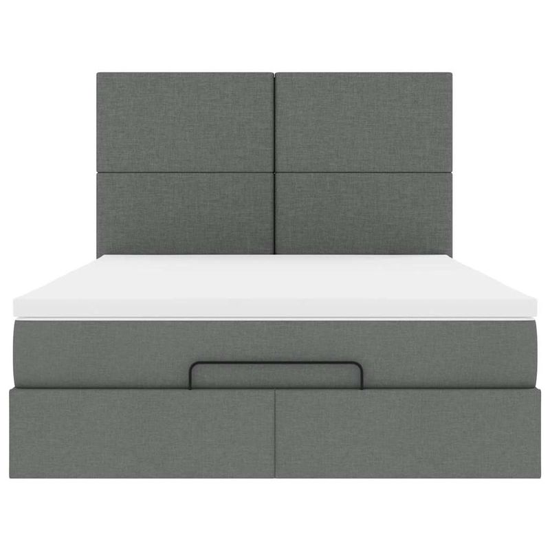 Casa si Gradina - Mobilier - Paturi si accesorii - Paturi - Cadru pat otoman cu saltea tesatura gri inchis 140x190cm - Infinity.ro