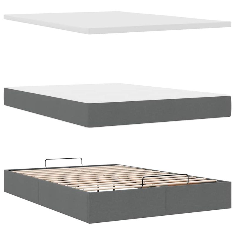 Casa si Gradina - Mobilier - Paturi si accesorii - Paturi - Cadru pat otoman cu saltea tesatura gri inchis 140x190cm - Infinity.ro