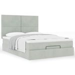 Casa si Gradina - Mobilier - Paturi si accesorii - Paturi - Cadru de pat otoman cu saltele Gri deschis 140x190cm catifea - Infinity.ro