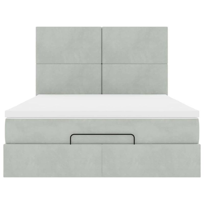 Casa si Gradina - Mobilier - Paturi si accesorii - Paturi - Cadru de pat otoman cu saltele Gri deschis 140x190cm catifea - Infinity.ro