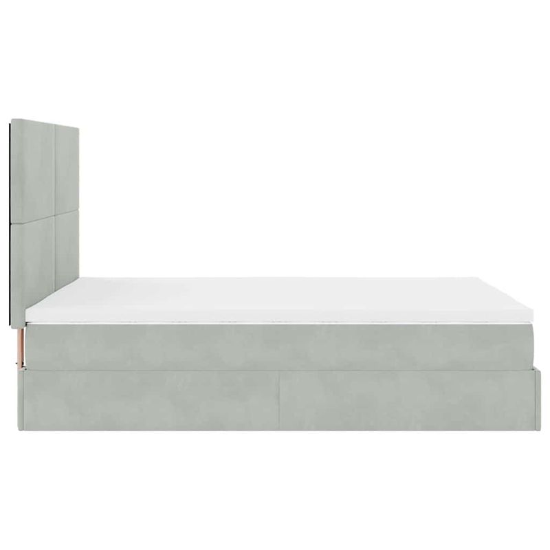 Casa si Gradina - Mobilier - Paturi si accesorii - Paturi - Cadru de pat otoman cu saltele Gri deschis 140x190cm catifea - Infinity.ro
