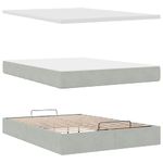 Casa si Gradina - Mobilier - Paturi si accesorii - Paturi - Cadru de pat otoman cu saltele Gri deschis 140x190cm catifea - Infinity.ro