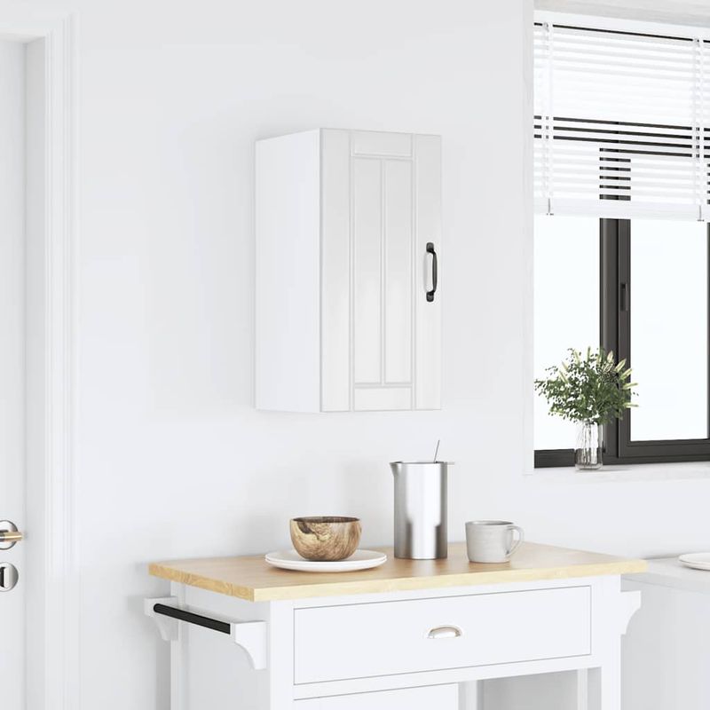 Casa si Gradina - Mobilier - Comode si corpuri - Corpuri bucatarie - Dulap de bucatarie "Lucca" din lemn prelucrat alb lucios, mărime 30x31x60 cm, model 1x dulap de perete (1 ușă) - Infinity.ro