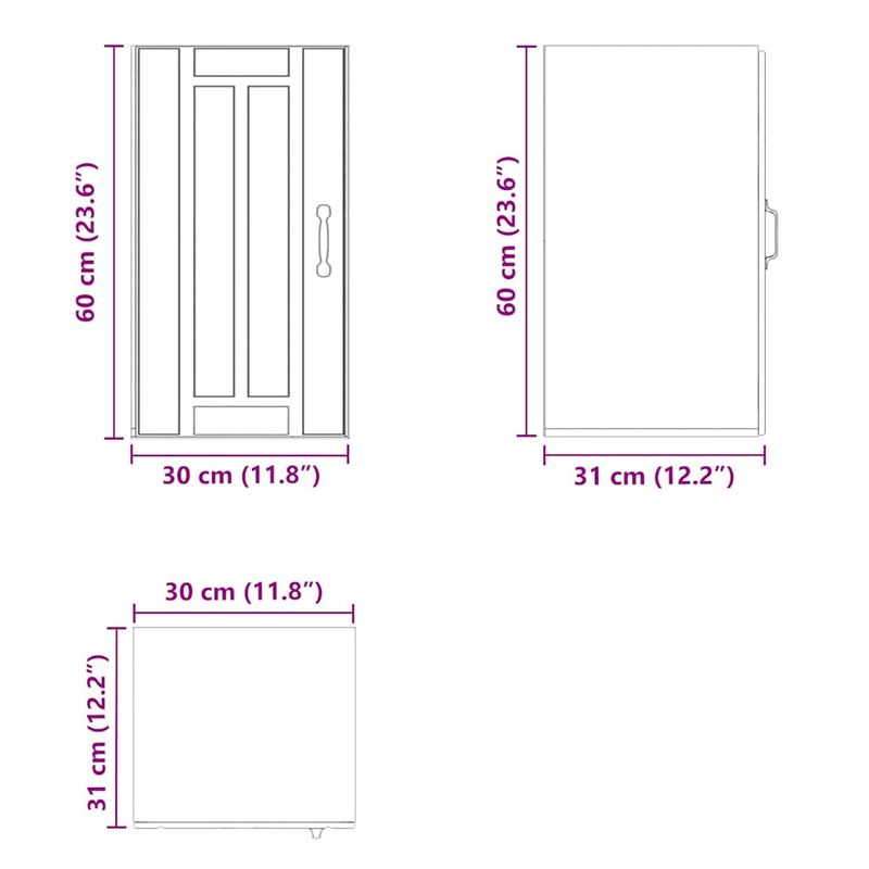 Casa si Gradina - Mobilier - Comode si corpuri - Corpuri bucatarie - Dulap de bucatarie "Lucca" din lemn prelucrat alb lucios, mărime 30x31x60 cm, model 1x dulap de perete (1 ușă) - Infinity.ro