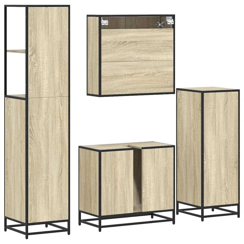 Casa si Gradina - Mobilier - Seturi de mobilier - Seturi baie - Set de mobilier de baie din 4 piese din lemn de stejar Sonoma - Infinity.ro
