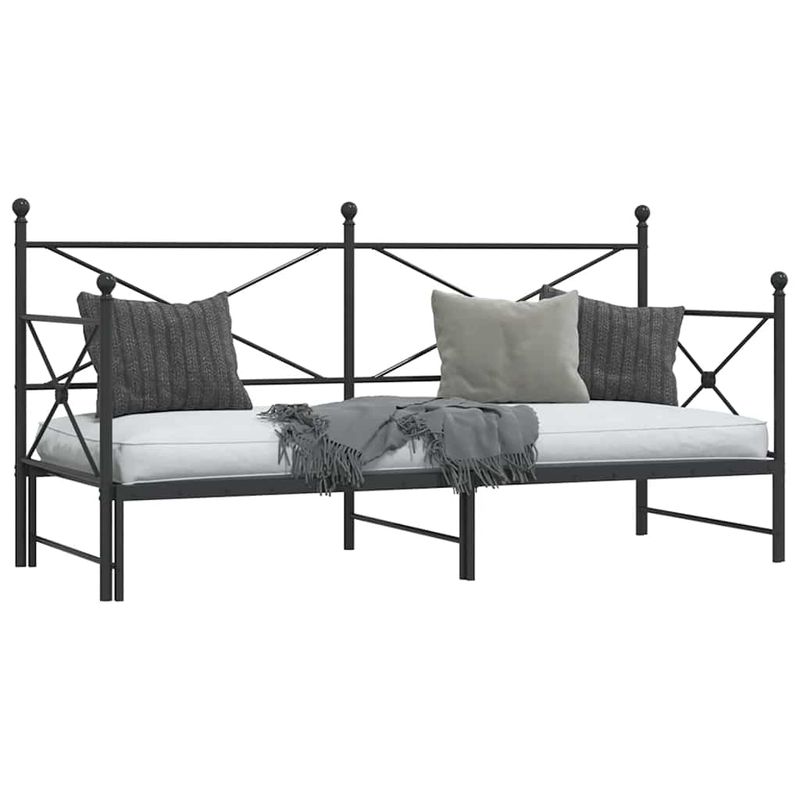 Casa si Gradina - Mobilier - Paturi si accesorii - Paturi - Pat de zi cu caut fara saltea Negru 80x200 cm Otel - Infinity.ro