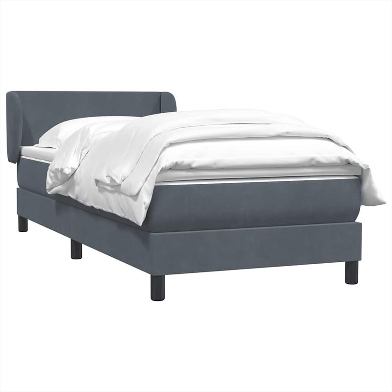Casa si Gradina - Mobilier - Paturi si accesorii - Paturi - Pat box spring cu saltea, gri inchis, 90x220 cm, catifea - Infinity.ro