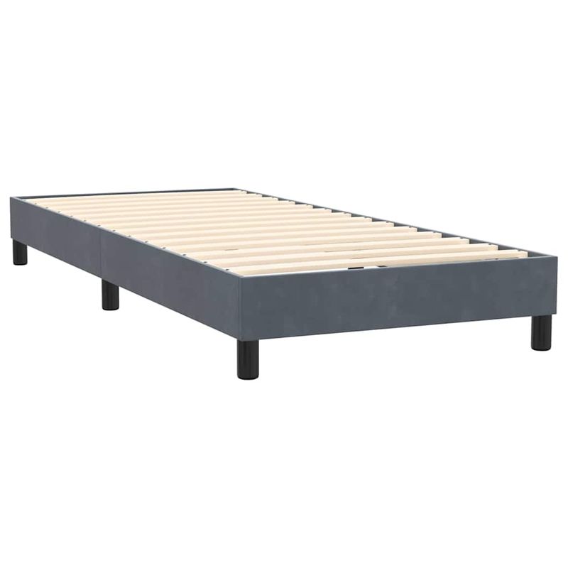Casa si Gradina - Mobilier - Paturi si accesorii - Paturi - Pat box spring cu saltea, gri inchis, 90x220 cm, catifea - Infinity.ro