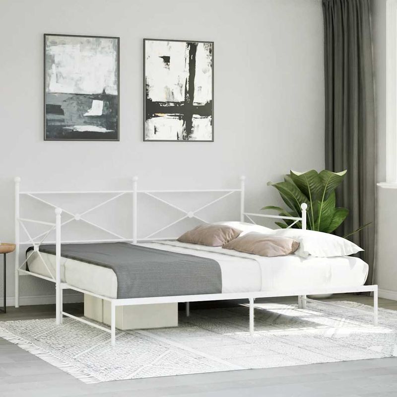 Casa si Gradina - Mobilier - Paturi si accesorii - Paturi - Pat de zi cu saia fara saltea Alb 107x203 cm Otel - Infinity.ro
