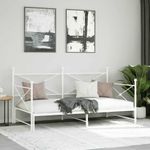 Casa si Gradina - Mobilier - Paturi si accesorii - Paturi - Pat de zi cu saia fara saltea Alb 107x203 cm Otel - Infinity.ro
