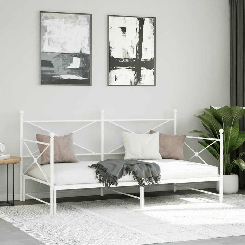 Casa si Gradina - Mobilier - Paturi si accesorii - Paturi - Pat de zi cu saia fara saltea Alb 107x203 cm Otel - Infinity.ro