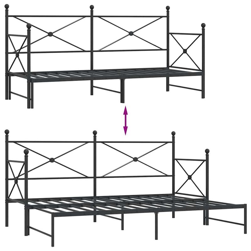 Casa si Gradina - Mobilier - Paturi si accesorii - Paturi - Pat de zi cu caut fara saltea Negru 80x200 cm Otel - Infinity.ro