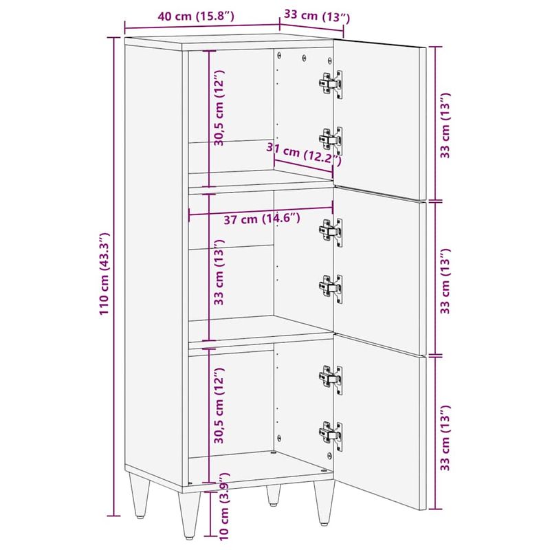 Casa si Gradina - Mobilier - Comode si corpuri - Corpuri bucatarie - Dulap inalt, 40x33x110 cm, lemn masiv de mango - Infinity.ro