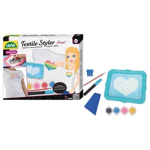 Set creativ Lena Textile Styler Print cu markere si vopsele pentru copii de 8 ani+