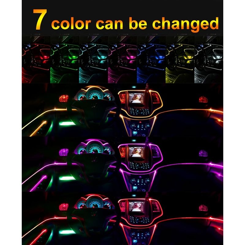 Casa si Gradina - Corpuri si surse de iluminat - Benzi LED - Banda LED RGB cu lumina ambientala pentru interiorul masinii, 2m, 3m sau 5m lungime, 2m - Infinity.ro